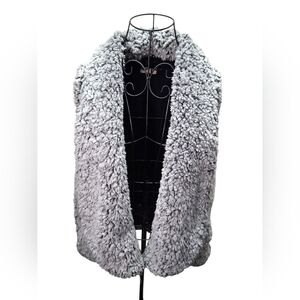 Cupio Sherpa Faux Fur Vest - Gray - Size L - Boho Shag Style